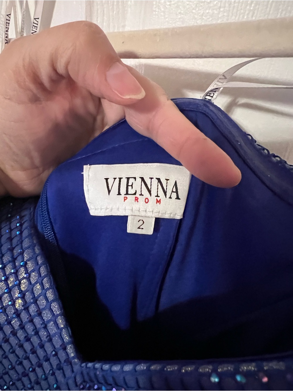 Vienna Prom Size 2 Royal Blue Rhinestone Pageant Formal Gown Strapless - Picture 2 of 7